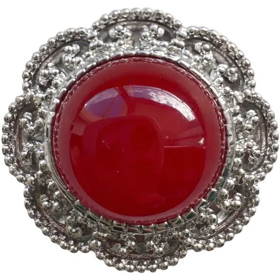 Red Agate in Vintage Frame