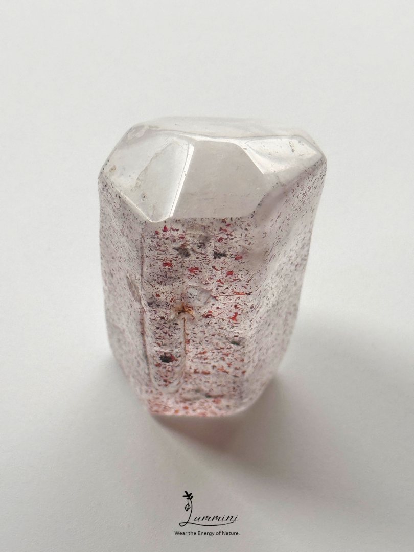 Natural Inclusion Quartz Tower / Hand Stone – Red “Venom Flower” Inclusions, 128g, One of a Kind