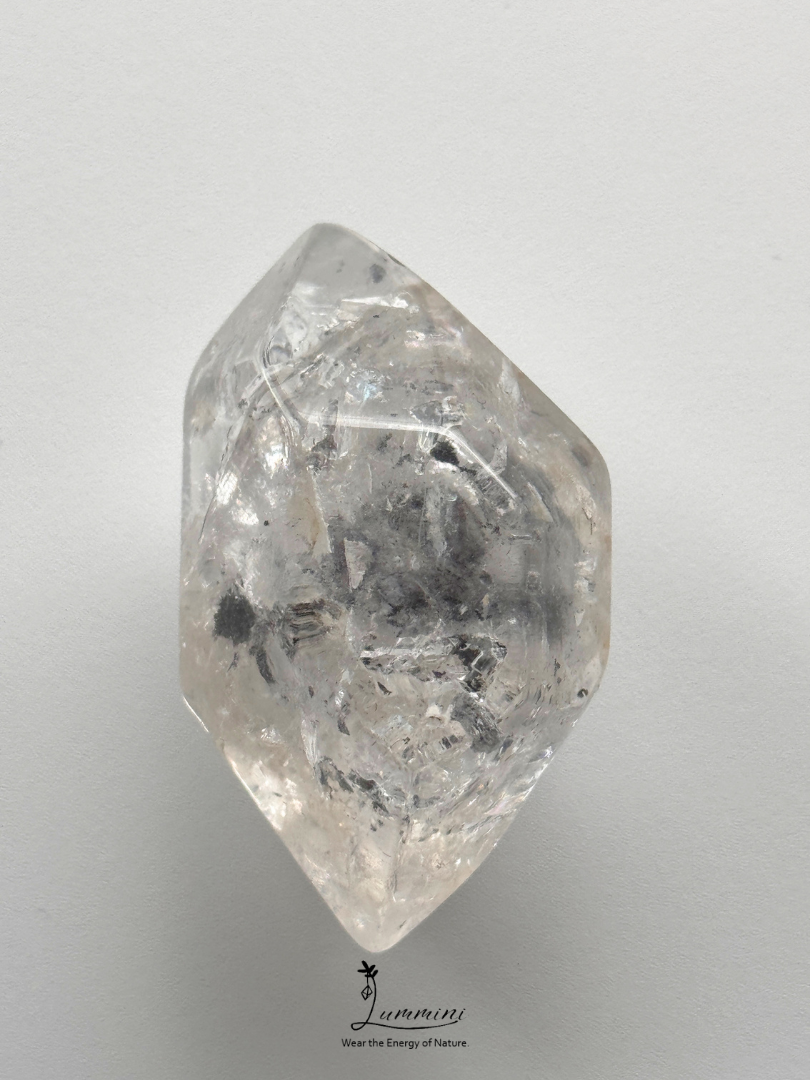 Natural Guizhou Herkimer Quartz Double-Terminated Palm Stone – One of a Kind - 107g, 65.5 mm