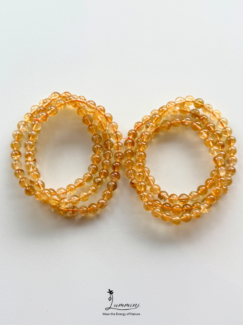 Natural Citrine Triple-Wrap Bracelet – 6.5–7mm – Random Selection