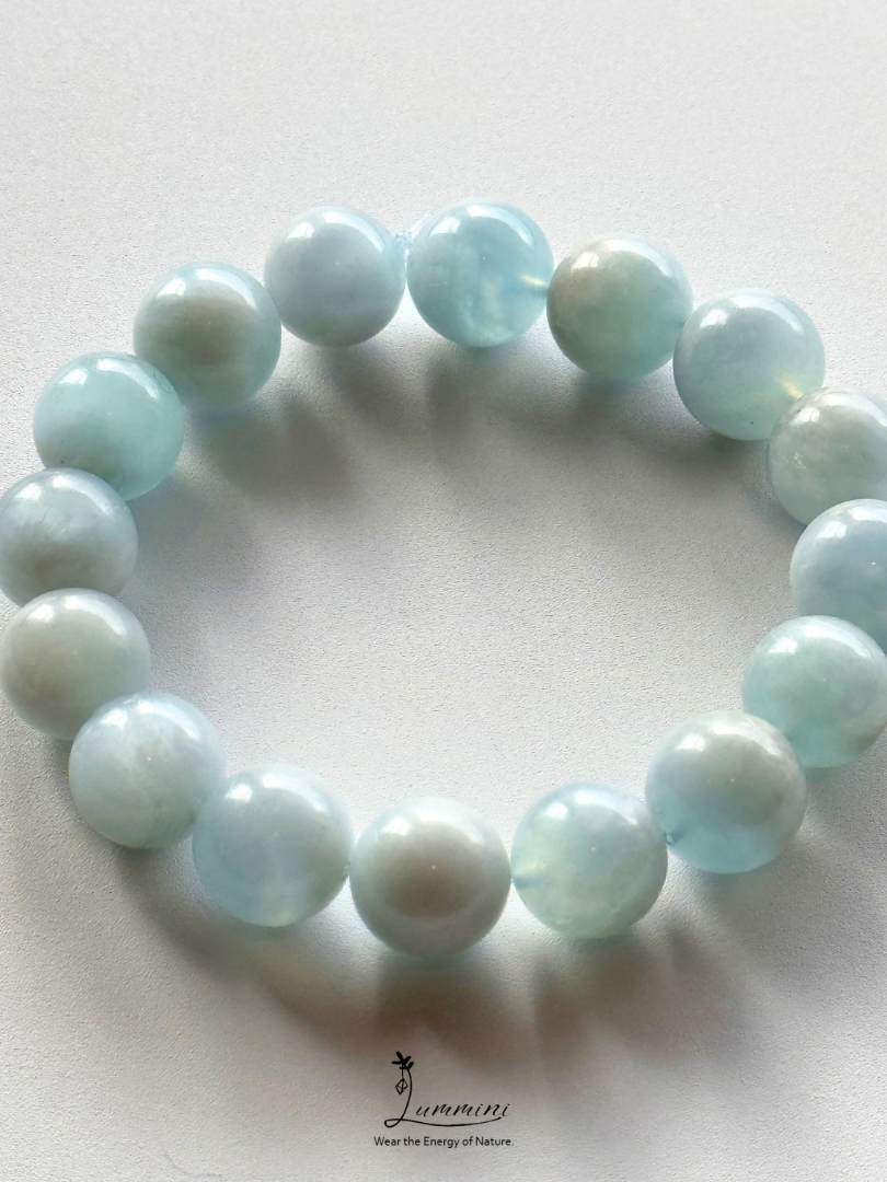 Natural Cloud-Like Inclusion Aquamarine Bracelet – One of a Kind