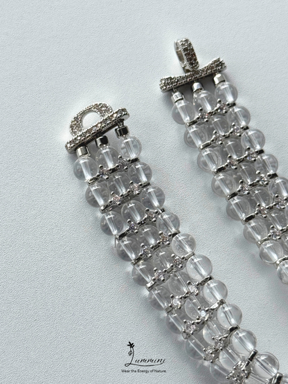 Natural AAA Clear Quartz & Zircon Bracelet – 6mm - One of a Kind
