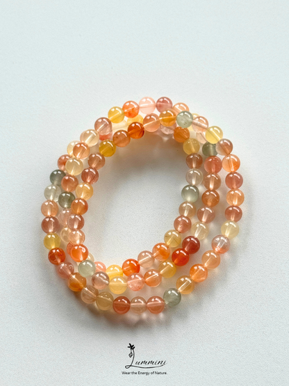 Natural Multicolour Rabbit Hair Quartz Triple-Wrap Bracelet – 6mm