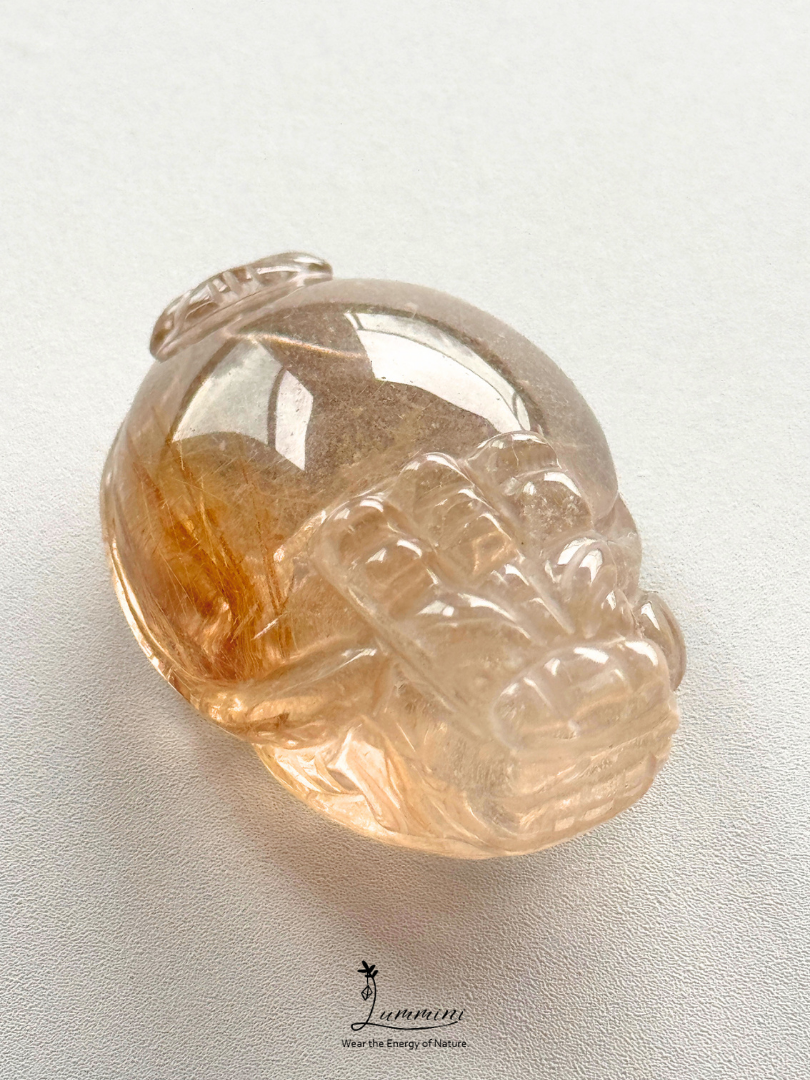 Collector Grade Natural Rutilated Quartz Dragon Turtle Carving - 30g