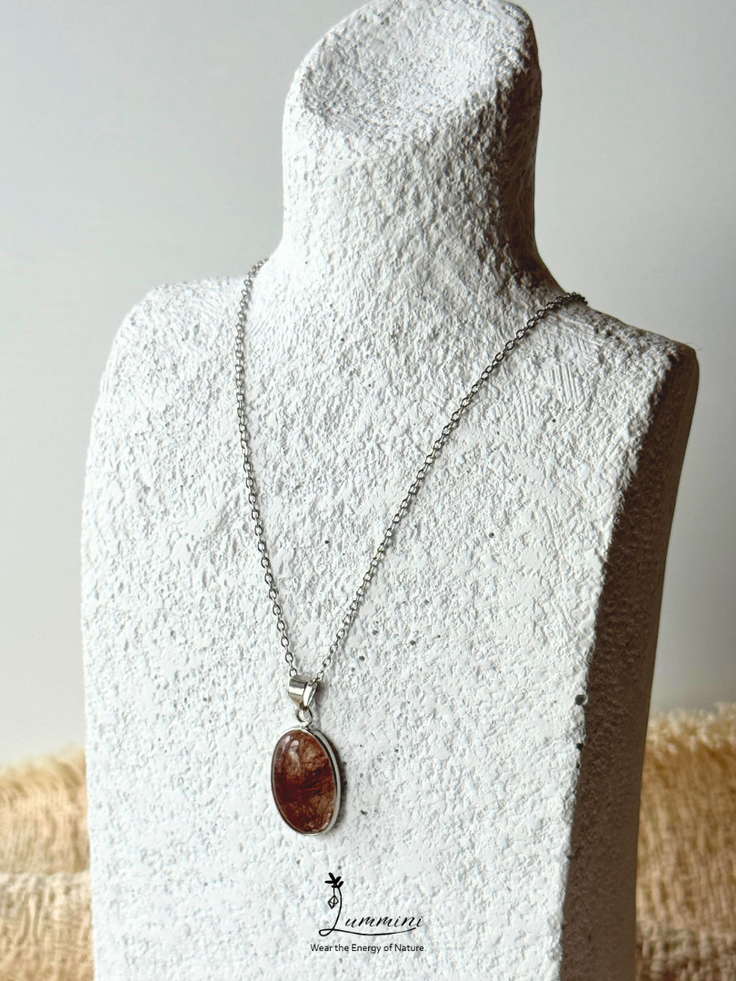 Natural Copper Rutilated Quartz Necklace – 19mm, One of a Kind, Gift Ready