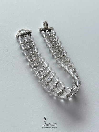 Natural AAA Clear Quartz & Zircon Bracelet – 6mm - One of a Kind