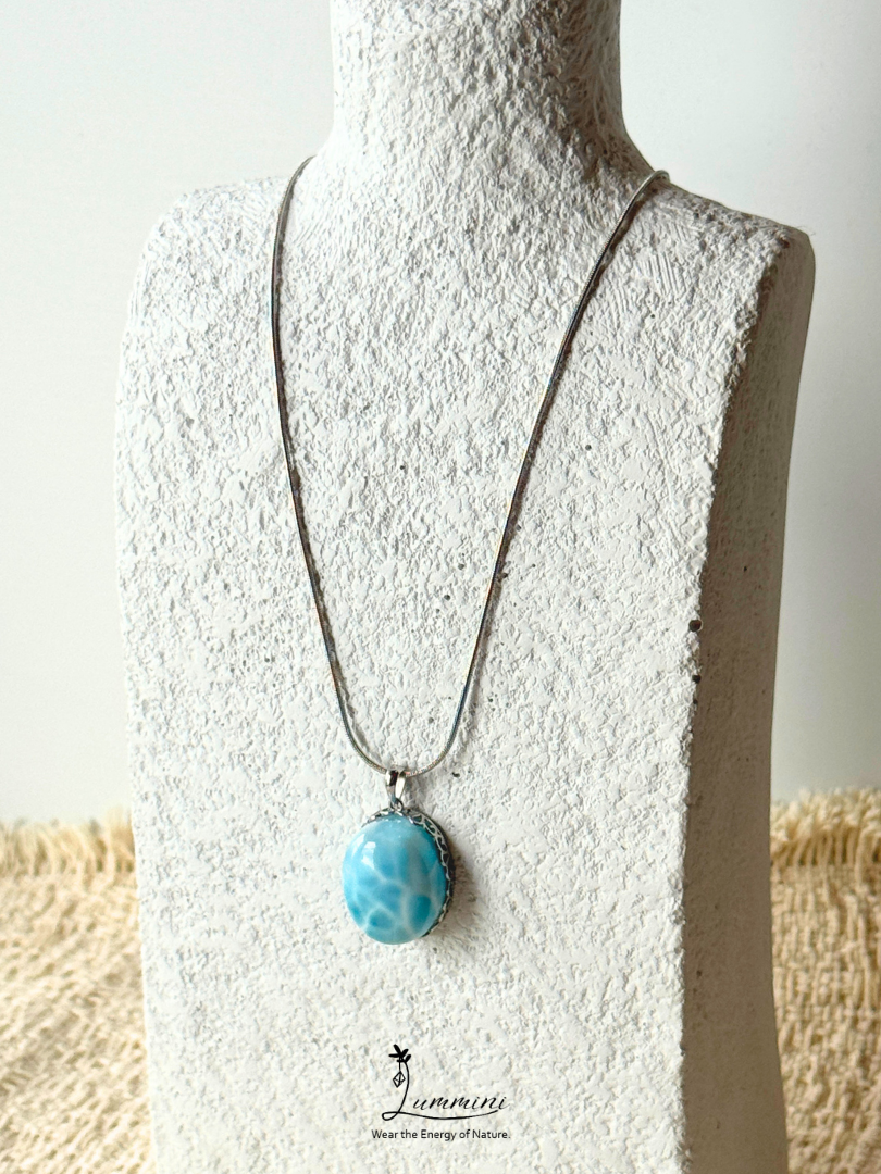 Genuine Natural Larimar Heart Pendant Necklace in Silver 925 Setting – 16*21*10 mm, Gift Ready, One of a Kind, Larimar Jewellery