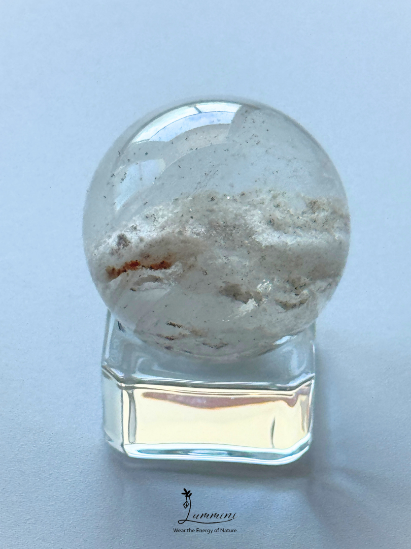 Natural White Phantom Quartz Snow Scene Crystal Sphere – 31mm, One of a Kind