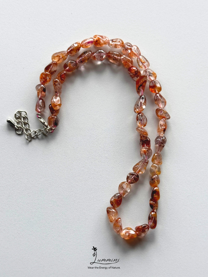 Rare Natural Aurora 23 Inclusion Quartz Nugget Necklace with Golden Feather Inclusions -  One of a Kind