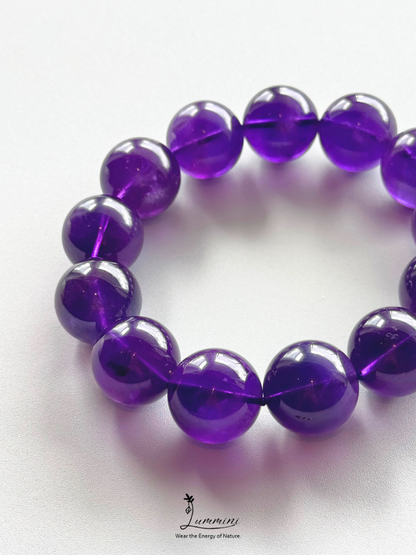 AAA+ Genuine Uruguayan Amethyst Statement Bracelet - 17mm • February Birthstone