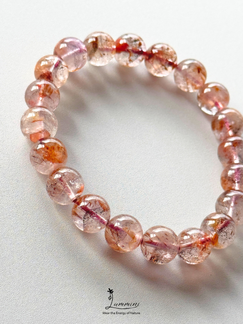 Natural Aurora 23 Quartz Bracelet – Golden Feather & Phantom-Like Inclusions, 10mm