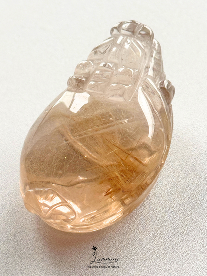 Collector Grade Natural Rutilated Quartz Dragon Turtle Carving - 30g