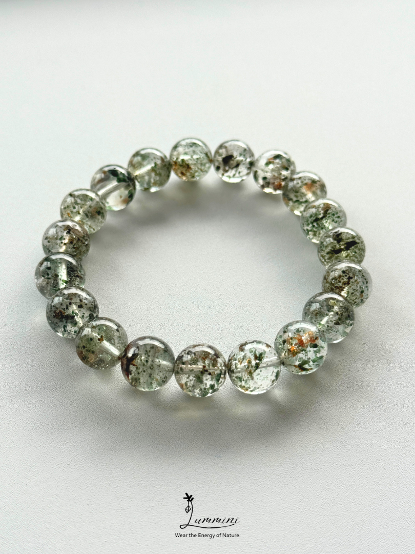Rare Natural Green Mica Inclusion Quartz Bracelet – 10.5mm, One of a Kind, Gift Ready