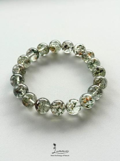 Rare Natural Green Mica Inclusion Quartz Bracelet – 10.5mm, One of a Kind, Gift Ready