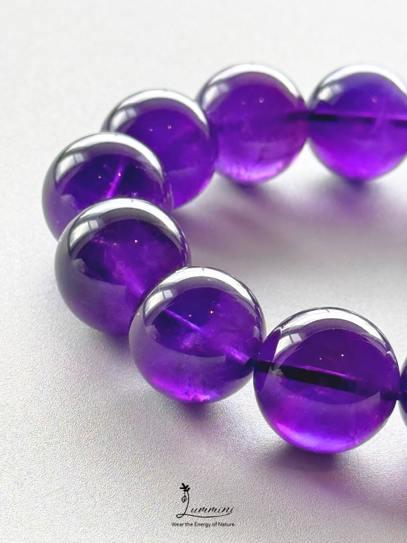 AAA+ Genuine Uruguayan Amethyst Statement Bracelet - 17mm • February Birthstone