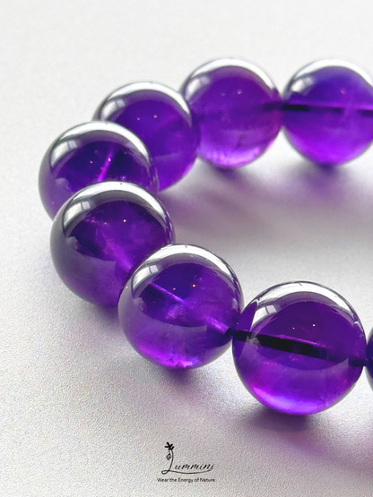 AAA+ Genuine Uruguayan Amethyst Statement Bracelet - 17mm • February Birthstone