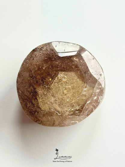 Natural Smoky Quartz Enhydro Palm Stone – Fluid Inclusion – 62mm