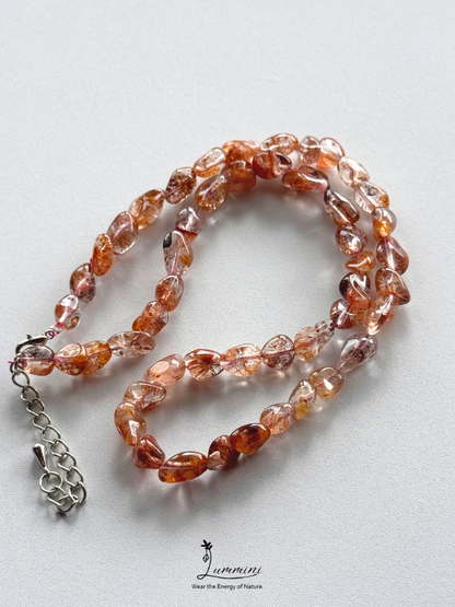 Rare Natural Aurora 23 Inclusion Quartz Nugget Necklace with Golden Feather Inclusions -  One of a Kind