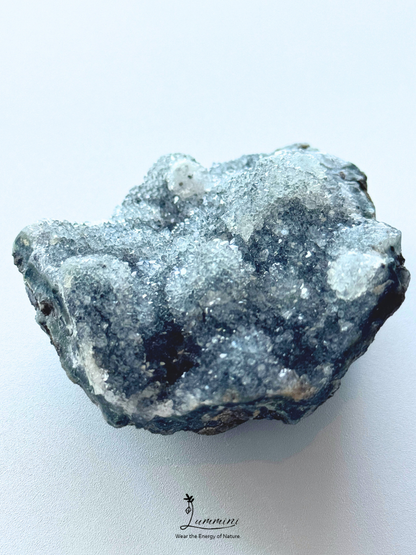 Natural Sparkling Druzy Quartz Cluster on Dark Matrix – Mineral Specimen, 75mm