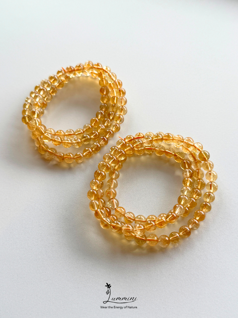 Natural Citrine Triple-Wrap Bracelet – 6.5–7mm – Random Selection