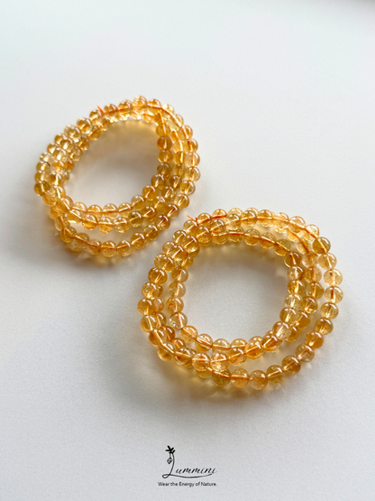 Natural Citrine Triple-Wrap Bracelet – 6.5–7mm – Random Selection