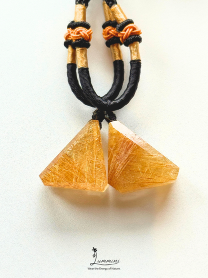 Artisan Natural Gold Rutilated Quartz Matching Necklace Set – Pair, Gift Selection, Gift Ready, Value Pack!!