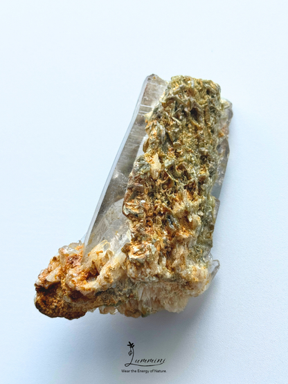 Rare & Special - Natural Himalayan Clear Quartz with Green Mica & Akashic Growth Lines – 120g, 87mm