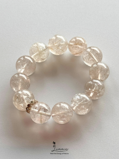 Natural Hair Inclusion Quartz Statement Bracelet – 17mm, One of a Kind