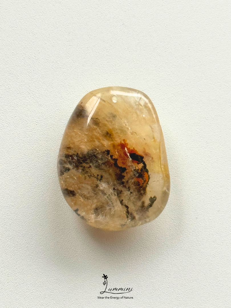 Natural Dendritic Garden Quartz Pendant – Tree-Like Inclusions – 30.5mm