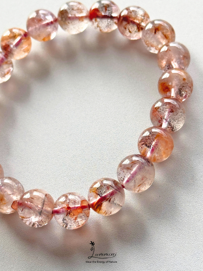Natural Aurora 23 Quartz Bracelet – Golden Feather & Phantom-Like Inclusions, 10mm