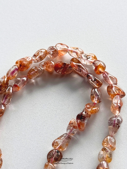 Rare Natural Aurora 23 Inclusion Quartz Nugget Necklace with Golden Feather Inclusions -  One of a Kind