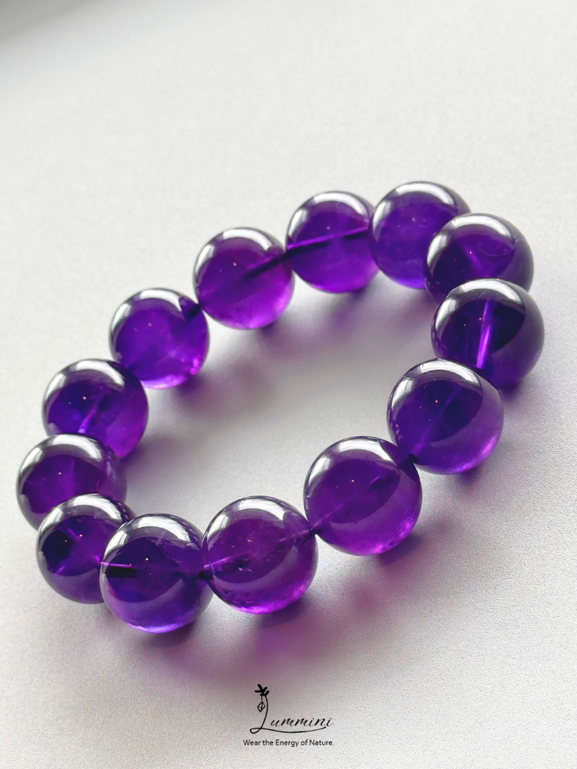 AAA+ Genuine Uruguayan Amethyst Statement Bracelet - 17mm • February Birthstone