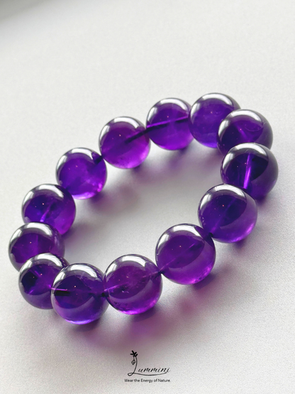 AAA+ Genuine Uruguayan Amethyst Statement Bracelet - 17mm • February Birthstone