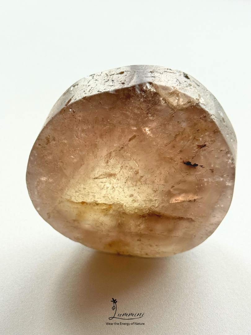 Natural Smoky Quartz Enhydro Palm Stone – Fluid Inclusion – 62mm