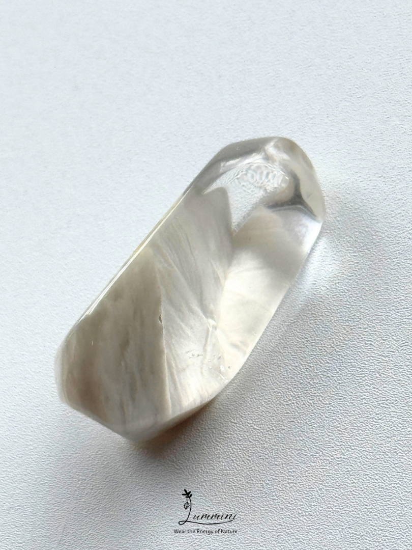 Natural White Rabbit Hair Quartz Freeform Pocket Stone - 7g