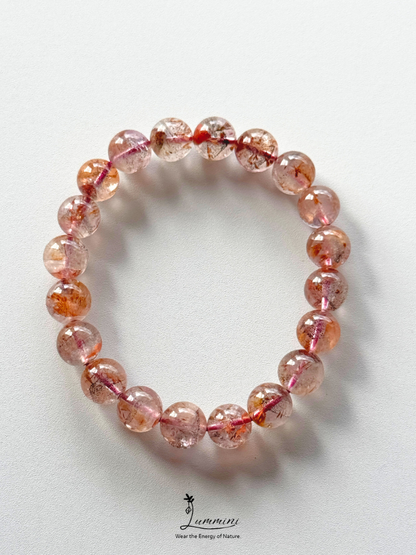 Natural Aurora 23 Quartz Bracelet – Golden Feather & Phantom-Like Inclusions, 10mm