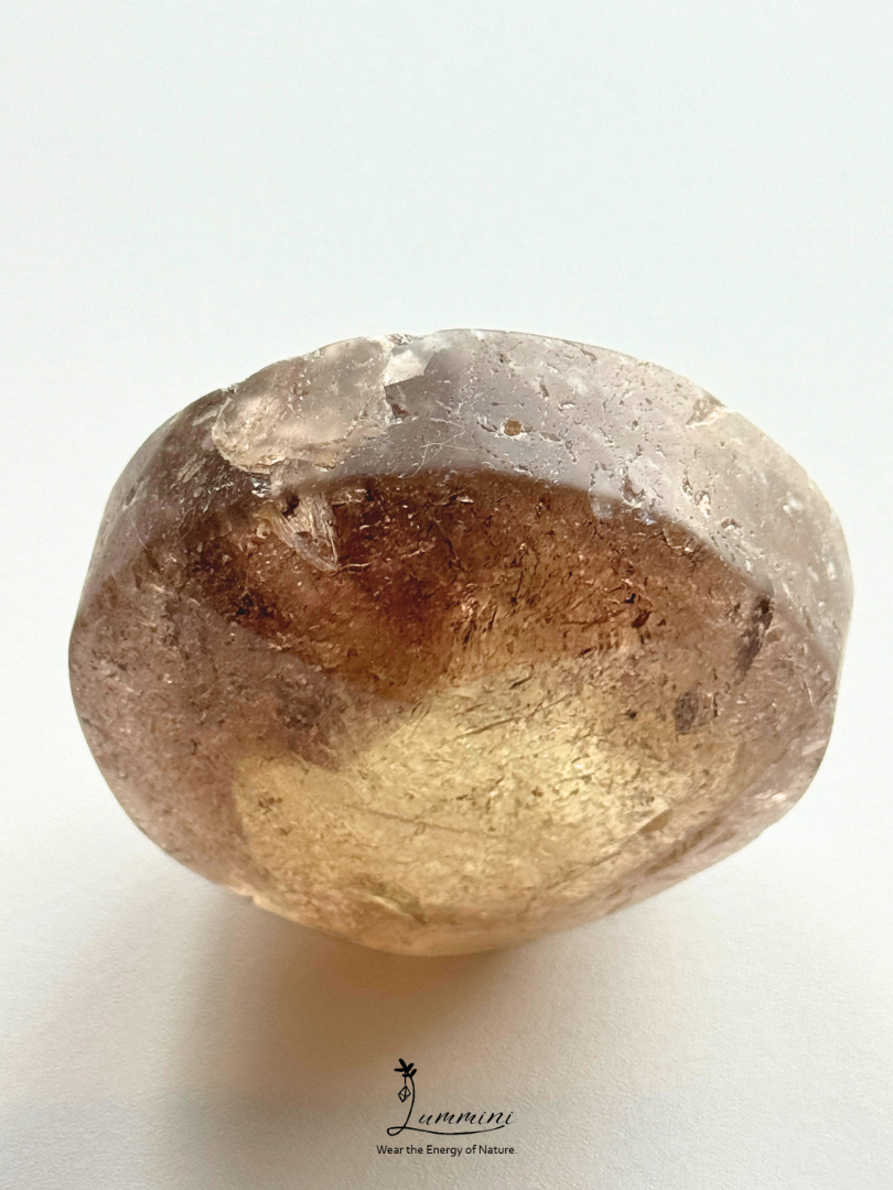 Natural Smoky Quartz Enhydro Palm Stone – Fluid Inclusion – 62mm