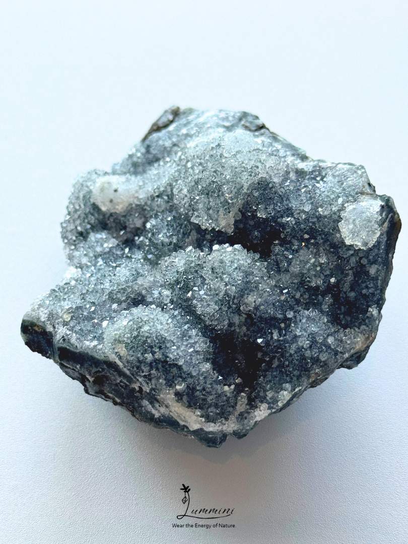 Natural Sparkling Druzy Quartz Cluster on Dark Matrix – Mineral Specimen, 75mm