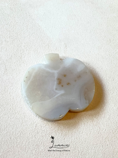 Natural Sakura Agate Apple Carving – One of a Kind