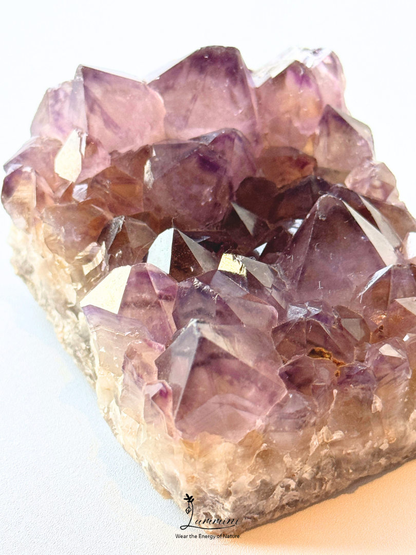 Natural Amethyst Cluster Specimen with Hidden Mountain Inclusions, One of a Kind