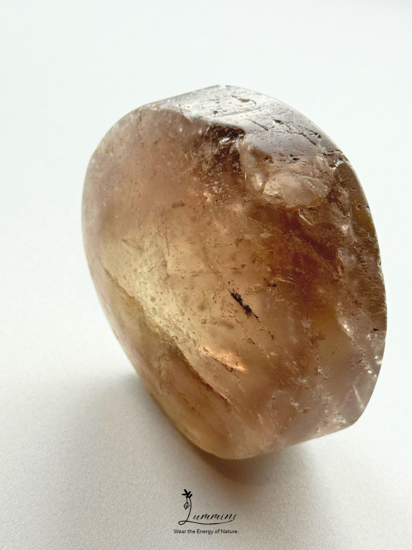 Natural Smoky Quartz Enhydro Palm Stone – Fluid Inclusion – 62mm
