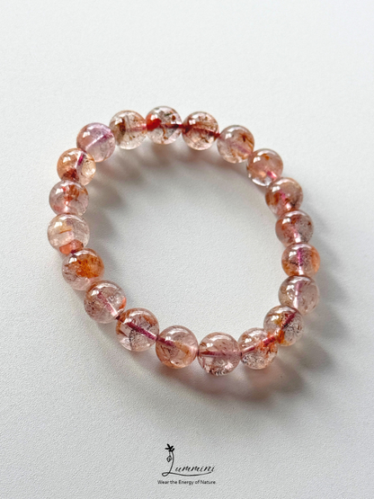 Natural Aurora 23 Quartz Bracelet – Golden Feather & Phantom-Like Inclusions, 10mm