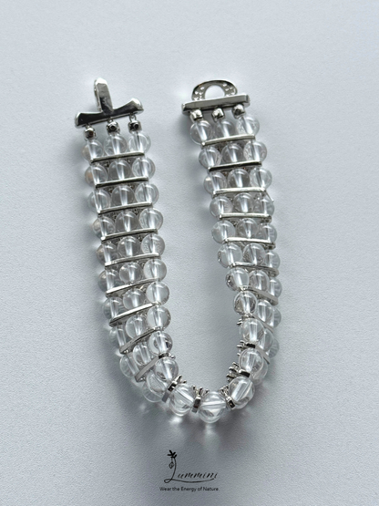 Natural AAA Clear Quartz & Zircon Bracelet – 6mm - One of a Kind