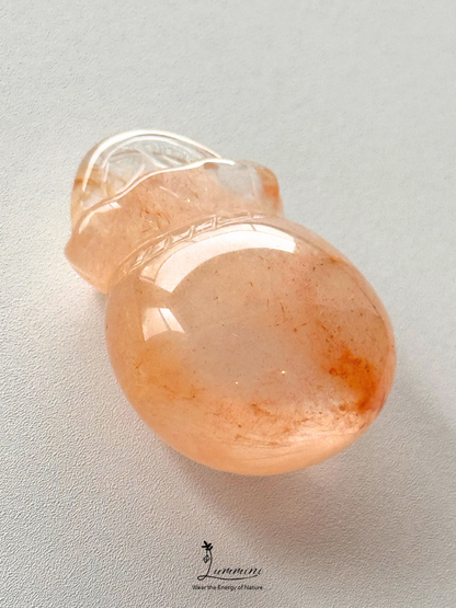 Rare Natural Orange Rabbit Hair Rutilated Quartz Fortune Pouch Carving – 22g, One of a Kind