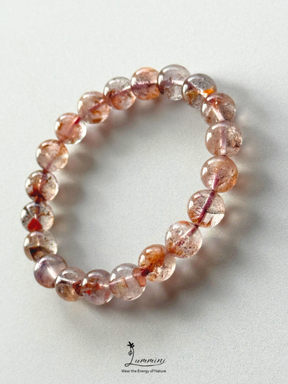 Natural Aurora 23 Quartz Bracelet – Golden Feather & Phantom-Like Inclusions, 10mm