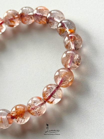 Natural Aurora 23 Quartz Bracelet – Golden Feather & Phantom-Like Inclusions, 10mm