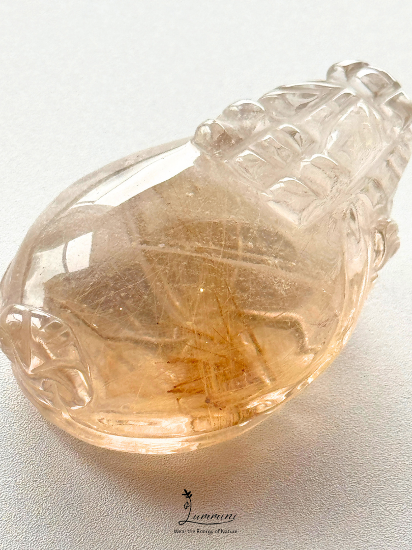 Collector Grade Natural Rutilated Quartz Dragon Turtle Carving - 30g