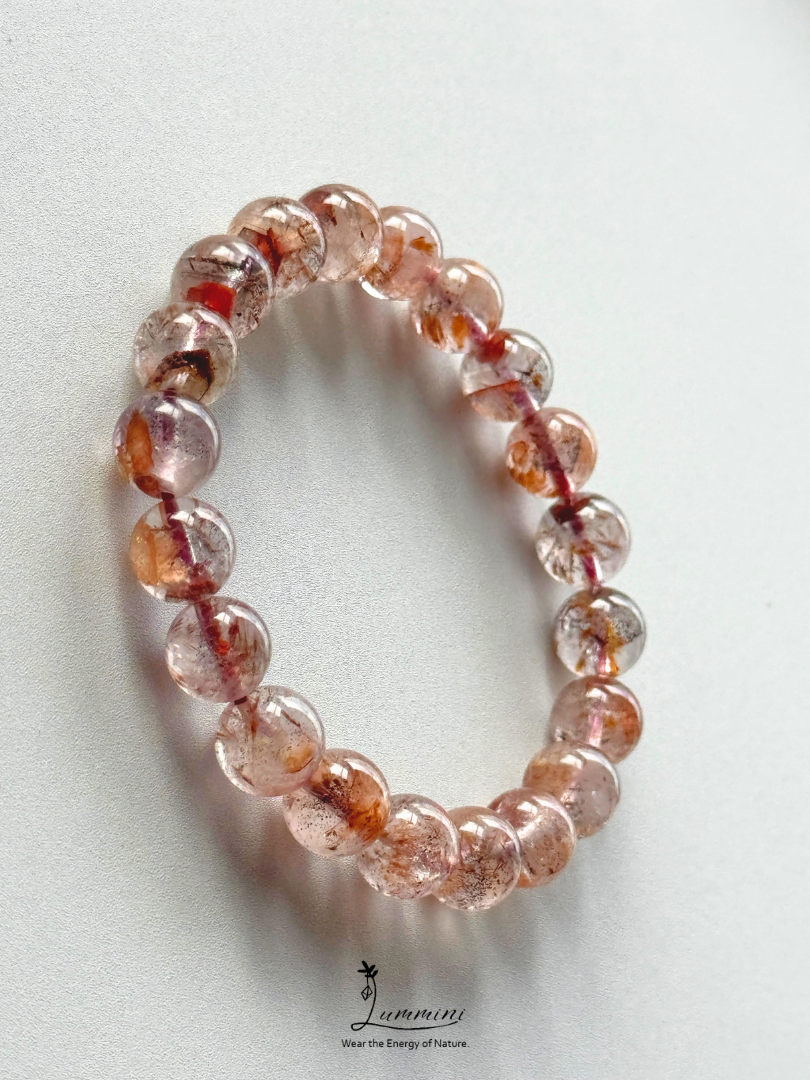 Natural Aurora 23 Quartz Bracelet – Golden Feather & Phantom-Like Inclusions, 10mm