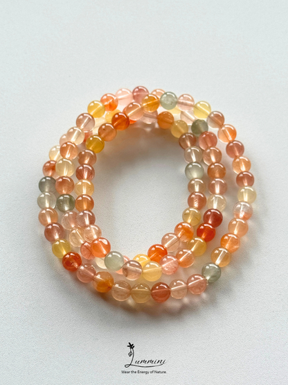 Natural Multicolour Rabbit Hair Quartz Triple-Wrap Bracelet – 6mm