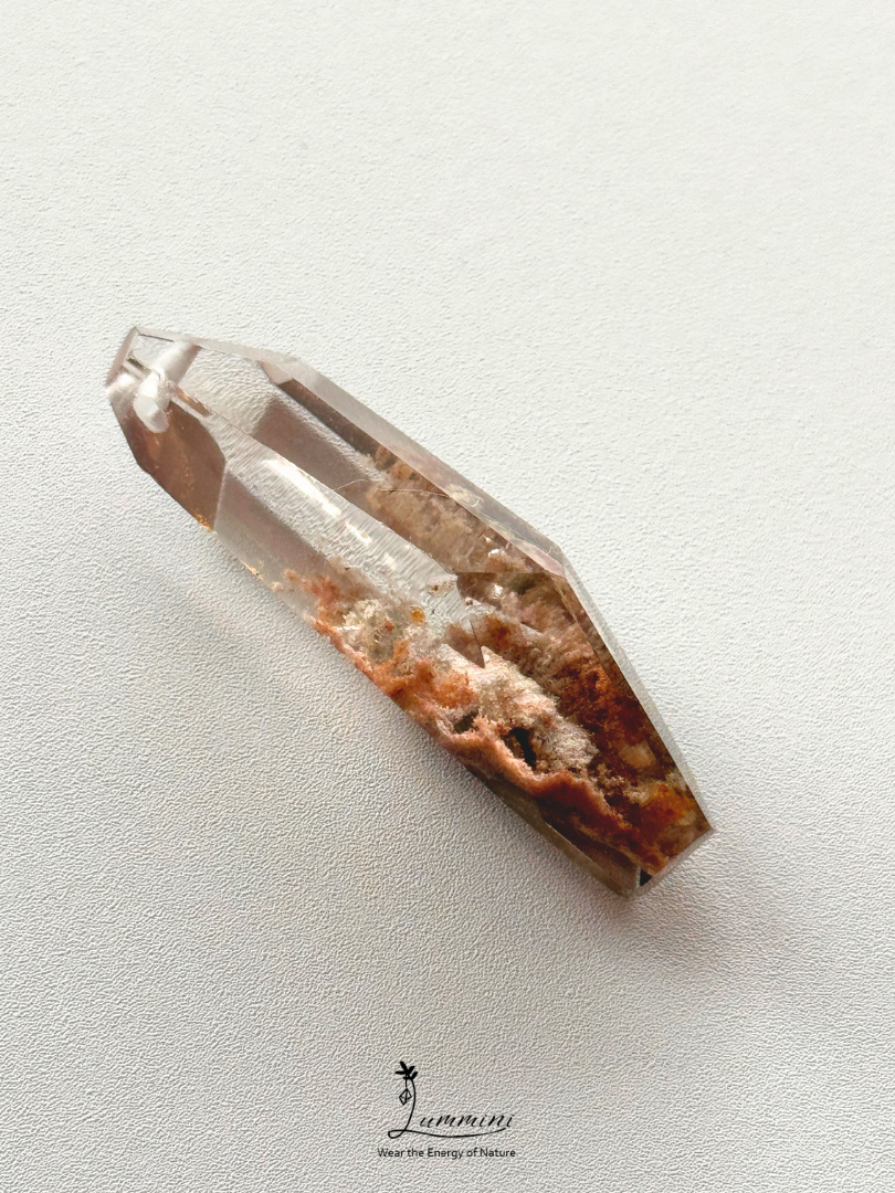 Natural Garden Quartz Point Pendant with Scenic Mineral Inclusions – One of a Kind
